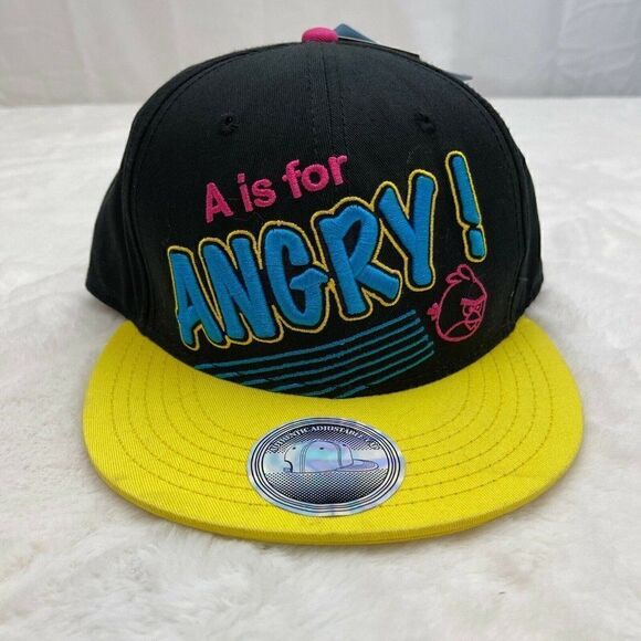 NWT Angry Birds Embroidered Snapback Cap A Is For Angry Black Concept One Access - Picture 1 of 11